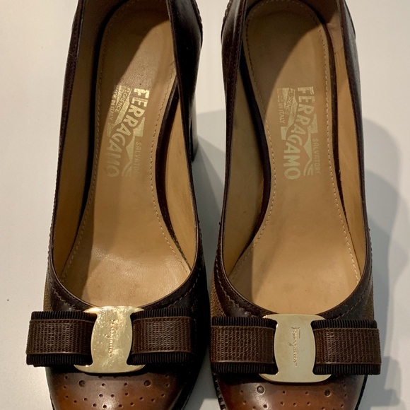 Salvatore Ferragamo Pump Shoes Brown Leather - Picture 7 of 7